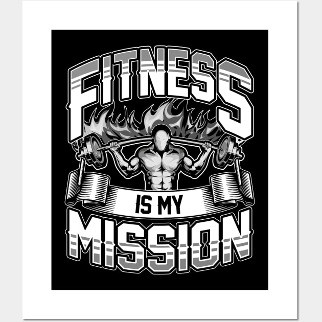 Fitness Is My Mission Gym Cardio Weightlifting Wall Art by theperfectpresents